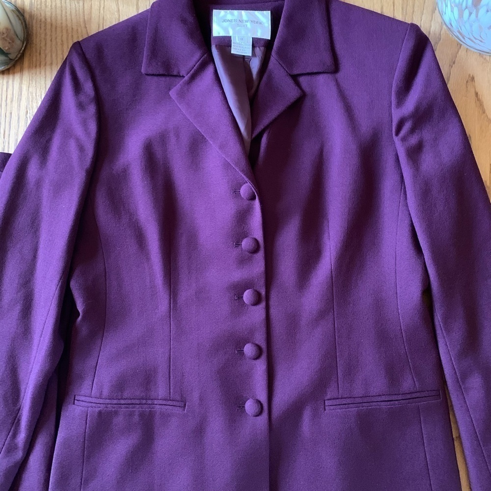 2 pcs Jones New York suit skirt jacket 8 blazer wool pleated midi - Picture 4 of 14